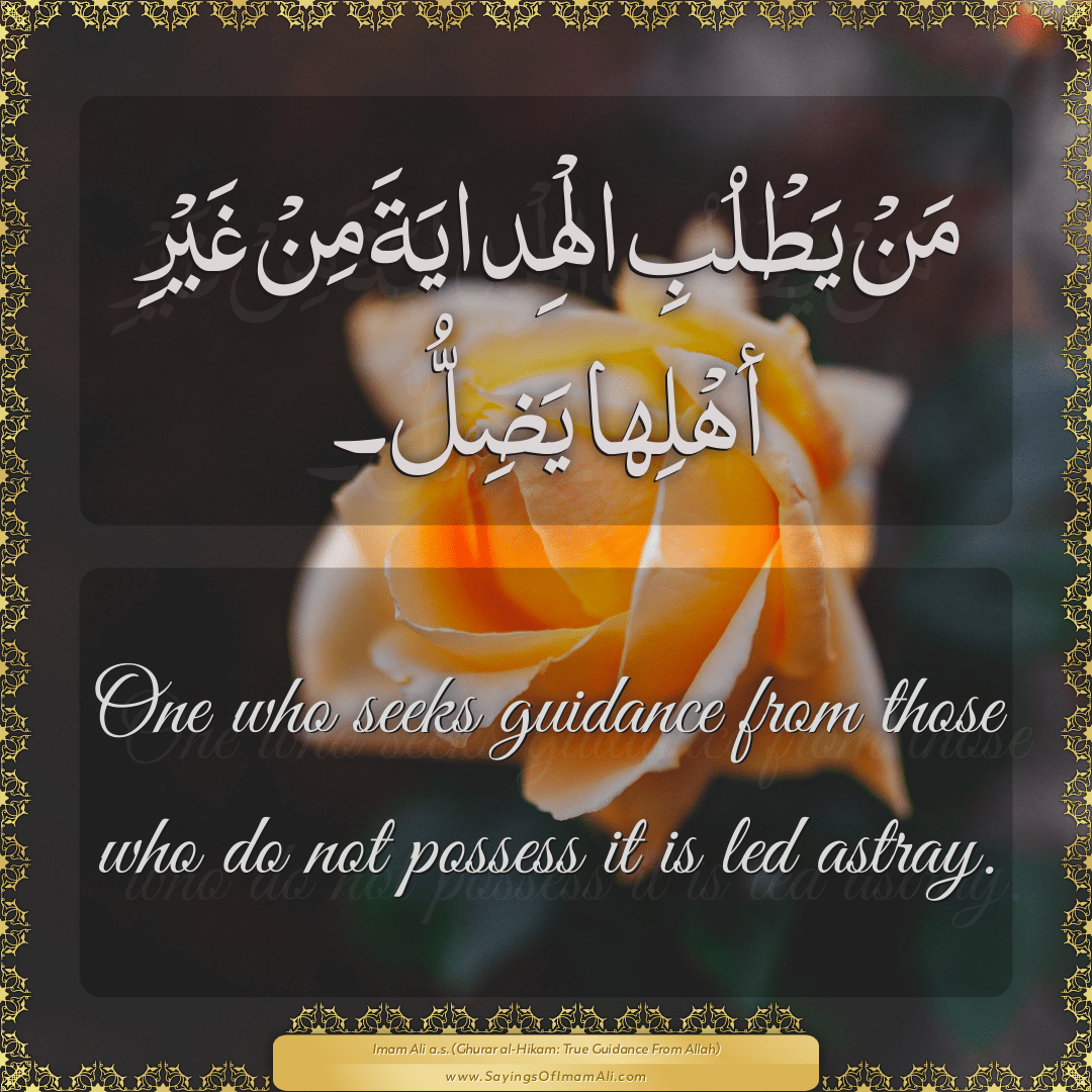 One who seeks guidance from those who do not possess it is led astray.